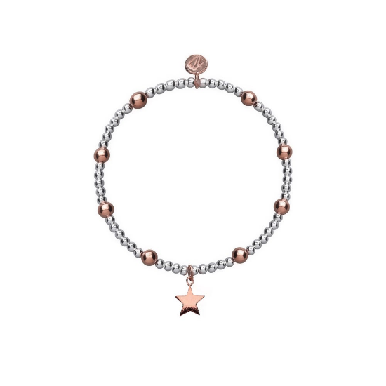 Rose and Silver Shooting Star Beaded Bracelet
