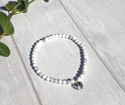 Angel Wing Marble Agate Beaded Bracelet - "Protection"